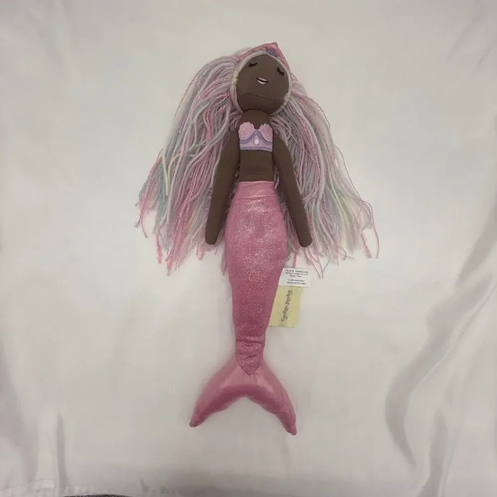 Cynthia Rowley Mermaid Doll Pink Glitter Tail Pastel Yarn Hair Plush Toy
